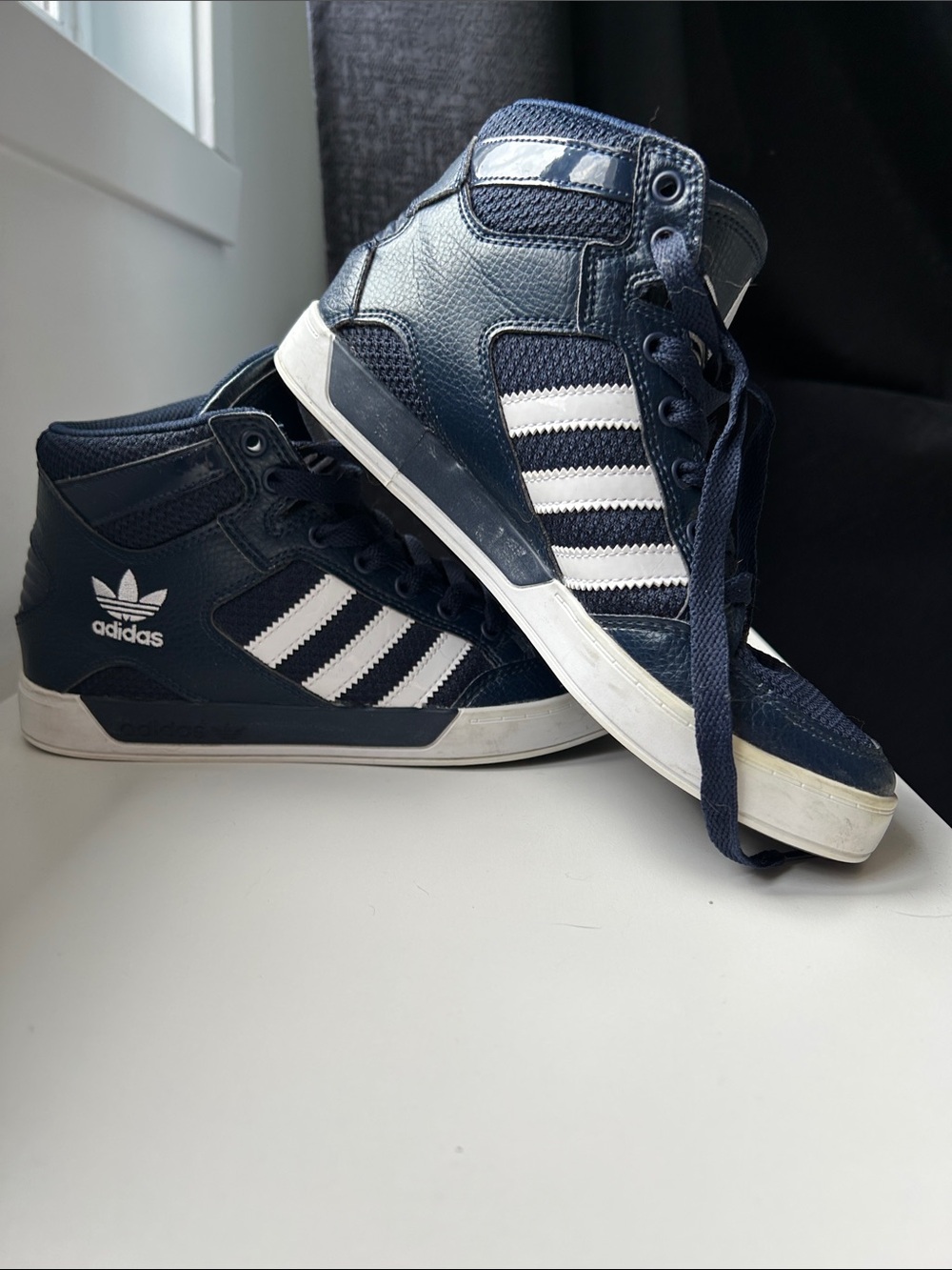 Adidas Navy/White High-Top Sneakers (Junior size)